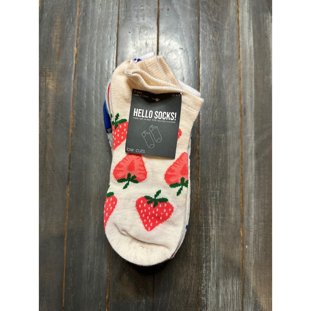 Hello Socks 10 Pair Low Cut Ankle Socks Fruit Strawberry Watermelon